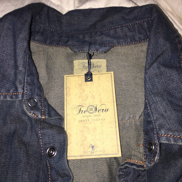 💚❤️ NWT TreVero Denim Pearl Snap New with Tags - Picture 5 of 6